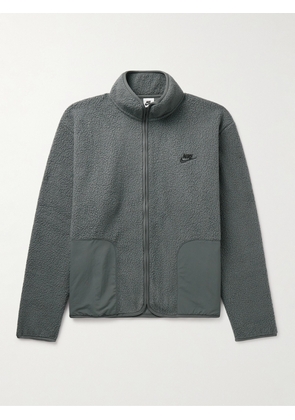 Nike - Club Logo-Embroidered Nylon-Trimmed Fleece Jacket - Men - Gray - S