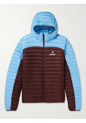 OSTRYA - Throwing Fits Sapwood Logo-Print Colour-Block Quilted Ripstop Hooded Down Jacket - Men - Blue - S