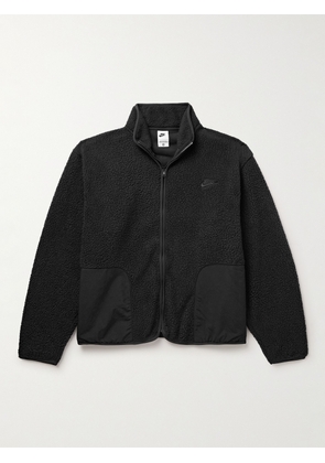 Nike - Club Logo-Embroidered Nylon-Trimmed Fleece Jacket - Men - Black - S