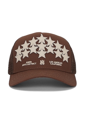 Amiri Leather Star Trucker in Brown - Brown. Size all.