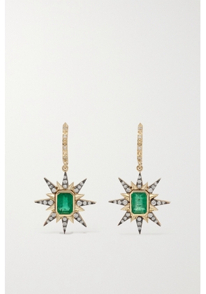 Marlo Laz - Genevieve Starburst 14-karat Gold, Emerald And Diamond Earrings - Green - One size