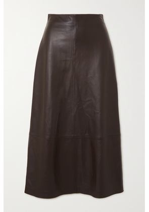 Vince - Paneled Leather Midi Skirt - Brown - US0,US2,US4,US6,US8,US10,US12