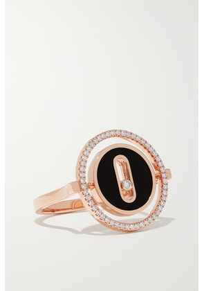 Messika - Lucky Move 18-karat Rose Gold, Onyx And Diamond Ring - 52,54