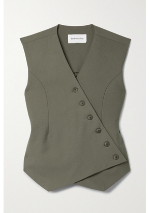 The Frankie Shop - Maesa Asymmetric Woven Vest - Green - x small,small,medium,large,x large