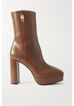 Givenchy - G Lock Glossed-leather Platform Ankle Boots - Brown - IT37,IT37.5,IT38,IT38.5,IT39,IT39.5,IT40,IT41