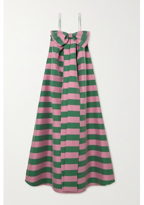 BERNADETTE - Estelle Bow-detailed Striped Taffeta Gown - Pink - FR34,FR36,FR38,FR40,FR42,FR44