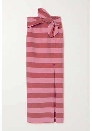 BERNADETTE - Cecile Tie-front Striped Taffeta Maxi Skirt - Pink - FR34,FR36,FR38,FR40,FR42,FR44
