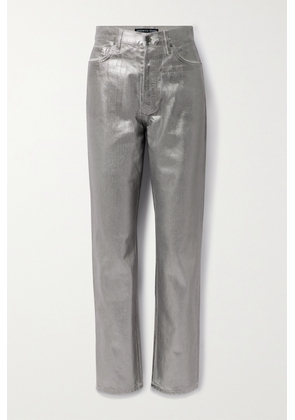 Veronica Beard - Daniela High-rise Straight-leg Metallic Coated Jeans - Silver - 23,24,25,26,27,28,29,30,31,32