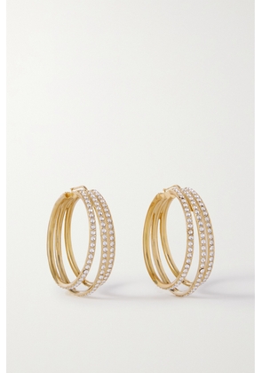 Amina Muaddi - Vittoria Gold-tone Crystal Hoop Earrings - One size