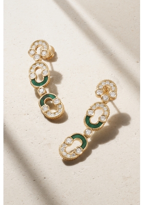 Viltier - Magnetic Double 18-karat Gold, Malachite And Diamond Earrings - One size