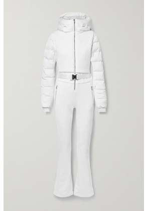 Fusalp - Marie Ii Hooded Belted Quilted Paneled Schoeller© Down Ski Suit - White - FR36,FR38,FR40