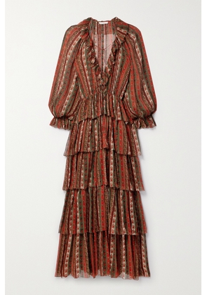 DÔEN - Marlanna Ruffled Tiered Printed Silk-crepon Maxi Dress - x small,small,medium,large,x large