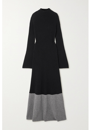 Joseph - Color-block Ribbed Wool And Cashmere-blend Maxi Dress - Black - xx small,x small,small,medium,large,x large