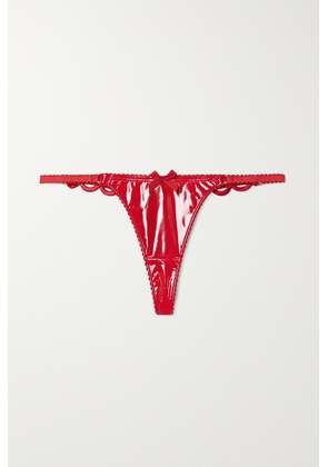 Agent Provocateur - Zarya Guipure Lace-trimmed Stretch-vinyl Thong - Red - 1,2,3,4,5