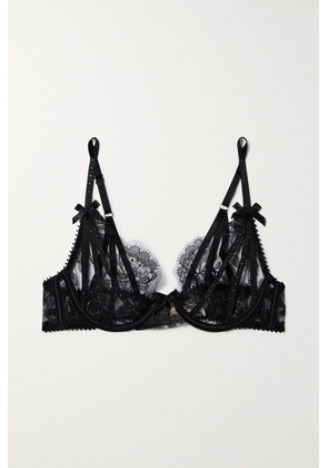 Agent Provocateur - Krystabell Embellished Satin-trimmed Embroidered Tulle Soft-cup Underwired Bra - Black - 34A,32B,34B,36B,32C,34C,36C,32D,34D,36D,32DD,34DD,36DD,32E,34E