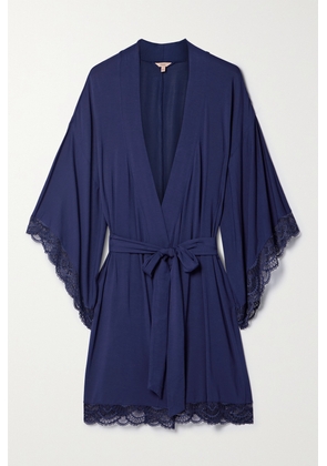 Eberjey - The Mademoiselle Lace-trimmed Stretch-tencel Modal Robe - Blue - small,medium,large