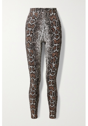 Commando - Snake-print Sequined Stretch-jersey Leggings - Neutrals - x small,small,medium,large,x large
