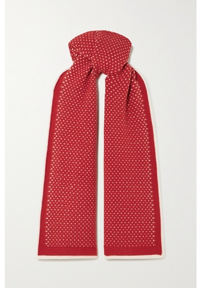 Arch4 - Intarsia Cashmere Scarf - Red - One size