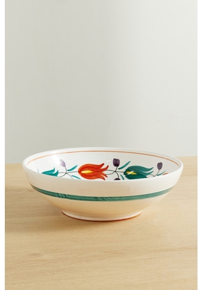 Cabana - Lia Painted Ceramic Serving Bowl - White - One size