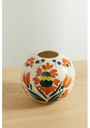 Cabana - Benaki Medium Painted Ceramic Vase - White - One size
