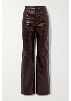 The Frankie Shop - Bonnie Croc-effect Faux Leather Straight-leg Pants - Brown - x small,small,medium,large,x large
