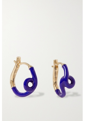 Bea Bongiasca - Single Wave 9-karat Gold And Enamel Earrings - Blue - One size