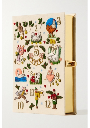 Olympia Le-Tan - The Twelve Days Of Christmas Embroidered Appliquéd Canvas Clutch - Cream - One size