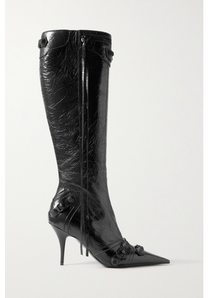 Balenciaga - Le Cagole Studded Crinkled-leather Knee Boots - Black - IT36,IT37,IT38,IT39,IT40,IT41