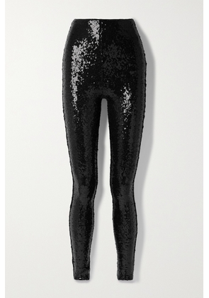 Commando - Sequined Stretch-jersey Leggings - Black - x small,small,medium,large,x large