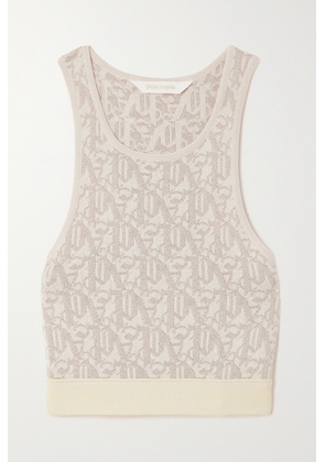 Palm Angels - Cropped Metallic Jacquard-knit Tank Top - Off-white - x small,small,medium,large