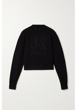 Palm Angels - Embroidered Cotton-jersey Sweatshirt - Black - x small,small,medium,large
