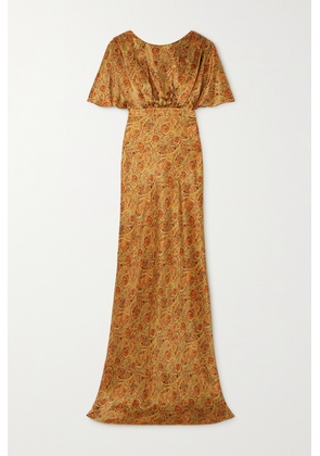 Saloni - Winona Paisley-print Silk-satin Maxi Dress - Metallic - UK 4,UK 6,UK 8,UK 10,UK 12,UK 14,UK 16