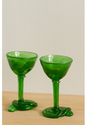 Completedworks - Thaw Set Of Two Recycled-glass Martini Glasses - Green - One size