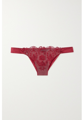 I.D. Sarrieri - + Net Sustain Tuscan Holiday Satin-trimmed Embroidered Tulle Thong - x small,small,medium,large,x large