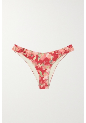 Peony - + Net Sustain Curve Ruched Floral-print Stretch-econyl® Bikini Briefs - Pink - x small,small,medium,large,x large