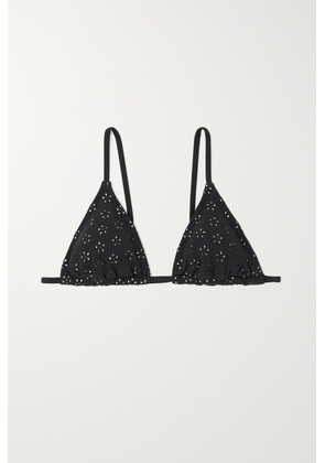 Peony - + Net Sustain Recycled-broderie Anglaise Triangle Bikini Top - Black - x small,small,medium,large,x large