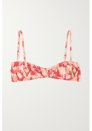Peony - + Net Sustain Floral-print Stretch-econyl® Bikini Top - Red - x small,small,medium,large,x large