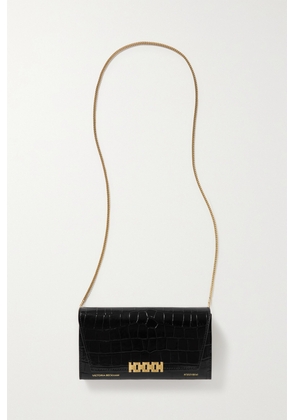 Victoria Beckham - Embellished Croc-effect Leather Shoulder Bag - Black - One size