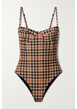 Haight - + Net Sustain Vintage Checked Swimsuit - Brown - x small,small,medium,large,x large