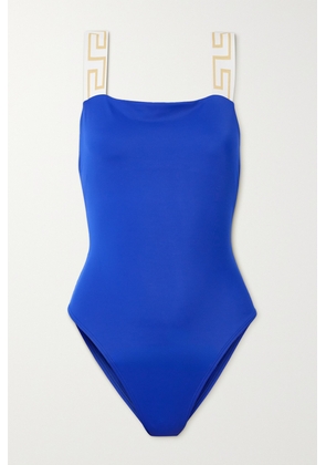 Versace - Greca Jacquard-trimmed Swimsuit - Blue - 1,2,3,4,5