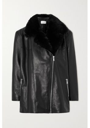 Magda Butrym - Faux Fur-trimmed Leather Jacket - Black - FR34,FR36,FR38,FR40,FR42
