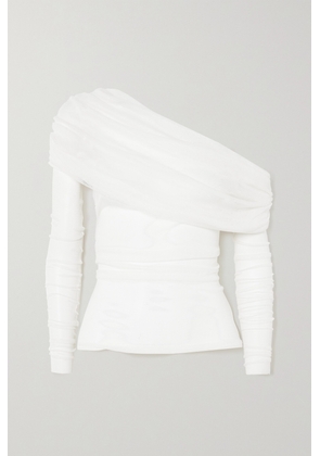 Christopher Esber - Off-the-shoulder Gathered Silk-tulle Top - White - UK 6,UK 8,UK 10,UK 12,UK 14