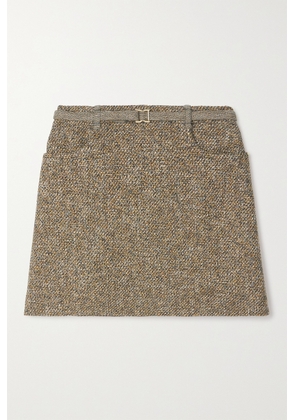 Chloé - Belted Wool-blend Tweed Mini Skirt - Brown - FR34,FR36,FR38,FR40,FR42,FR44,FR46