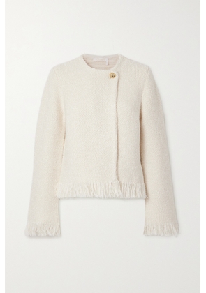 Chloé - Frayed Wool-blend Bouclé-tweed Jacket - White - x small,small,medium,large,x large