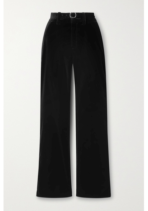 Proenza Schouler - Marie Belted Satin-trimmed Cotton-blend Velvet Straight-leg Pants - Black - US0,US2,US4,US6,US8,US10