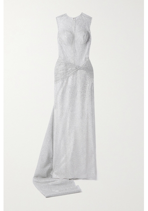 Sandra Mansour - Sunlight Ruched Glittered Tulle Gown - White - FR34,FR36,FR38,FR40,FR42,FR44