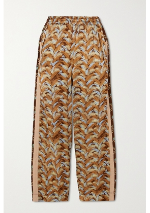 Yvonne S - + Net Sustain Striped Floral-print Silk-satin Wide-leg Pants - Brown - x small,small,medium,large,x large