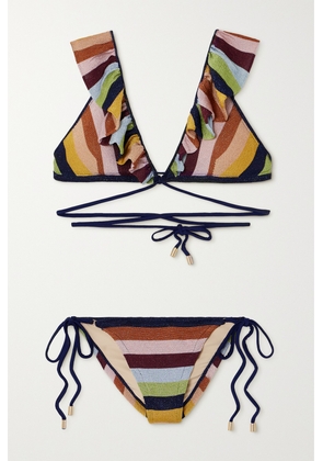 Zimmermann - Alight Striped Metallic Stretch-knit Bikini - Multi - 0,1,2,3,4