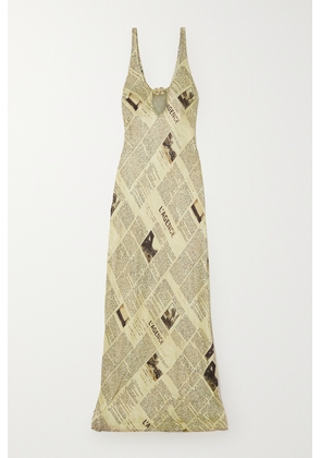 L'AGENCE - Yasmin Cutout Chain-embellished Printed Satin Maxi Dress - Gold - US0,US2,US4,US6,US8,US10,US12,US14