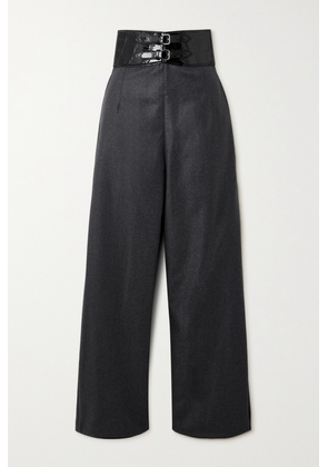 Alaïa - Archetypes Belted Wool-flannel Wide-leg Pants - Gray - FR34,FR36,FR38,FR40,FR42,FR44,FR46